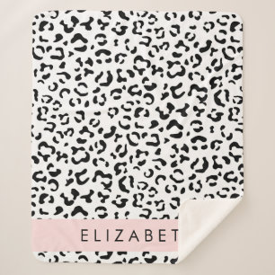 Couverture Sherpa Empreinte de léopard, Spots, Noir Et Blanc, Votre