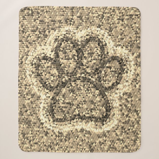 Couverture Sherpa Empreinte de patte de chien Sepia Low Poly (Devant)