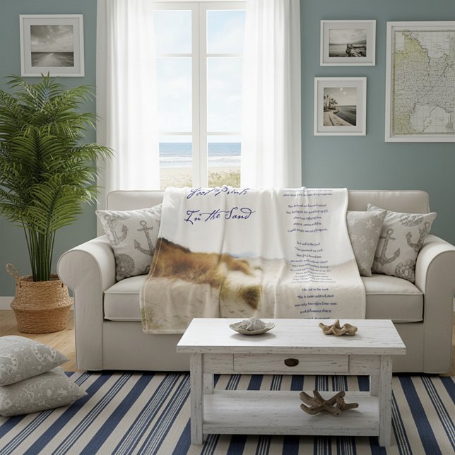 Couverture Sherpa empreintes dans le sable (Créateur téléchargé)