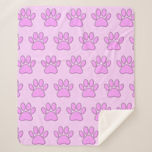 Couverture Sherpa Empreintes de pattes chiots en rose