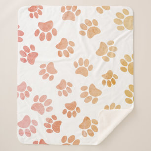 Couverture Sherpa Empreintes de pattes de chiens de style vintage