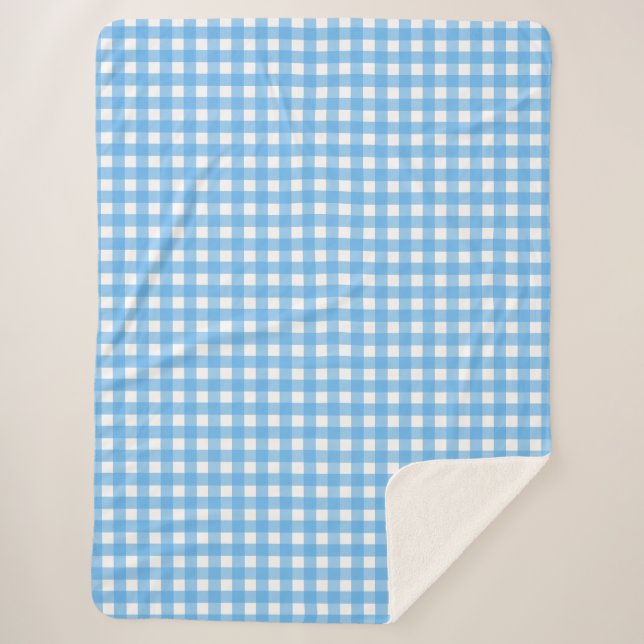 Couverture Sherpa En vichy bleu ciel (Devant)