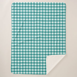 Couverture Sherpa en vichy turquoise