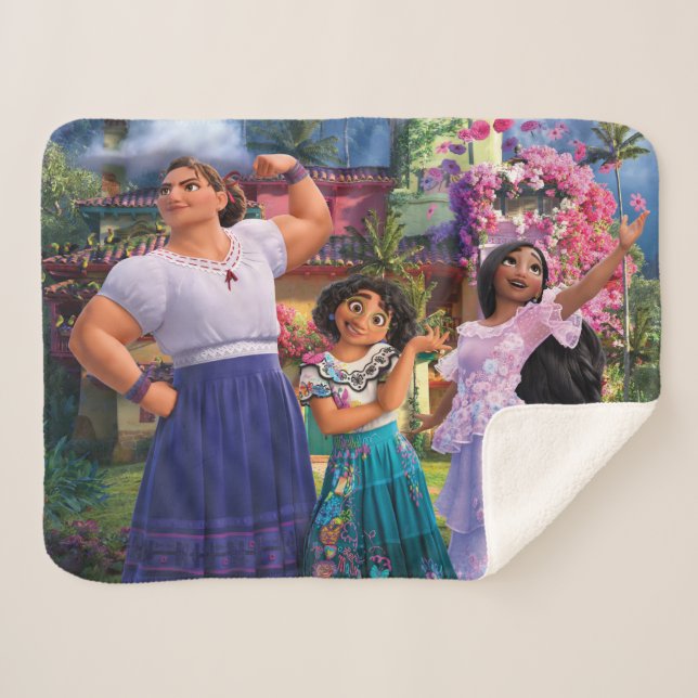 Couverture Sherpa Encanto | Luisa, Mirabel et Isabela (Devant (Horizontal))