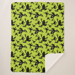 Couverture Sherpa Enfants Motifs de grenouille verte et noire