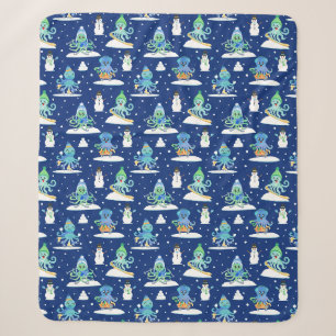Couverture Sherpa Enfants Octopus Sports d'hiver Animaux amusants