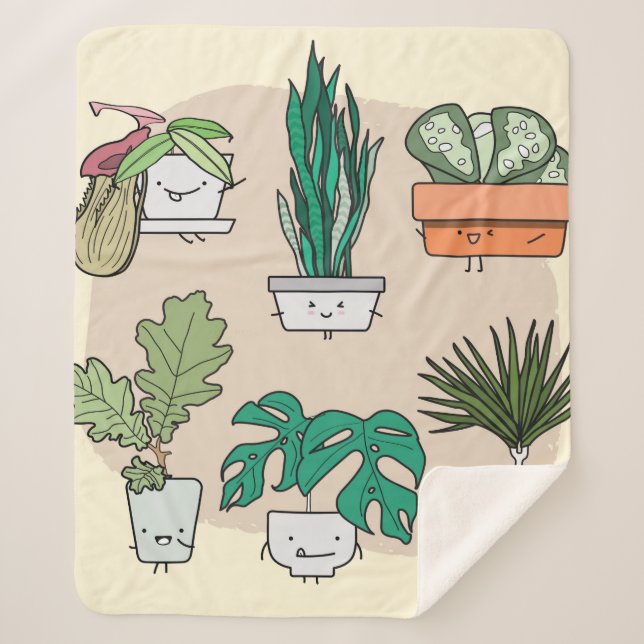 Couverture Sherpa Ensemble de plantes de maison mignons dans des pot (Devant)