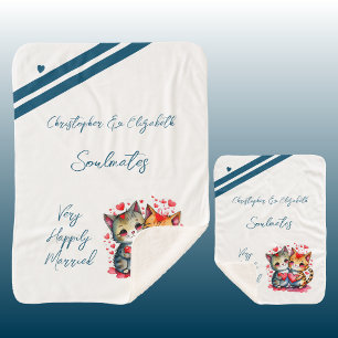 Couverture Sherpa Époux âmes chats mignons cadeau anniversaire