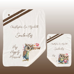Couverture Sherpa Époux âmes de mari adorable hibou cadeau anniversa