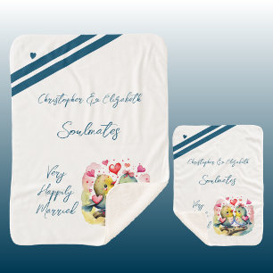 Couverture Sherpa Époux âmes de mari mignon oiseaux cadeau anniversa