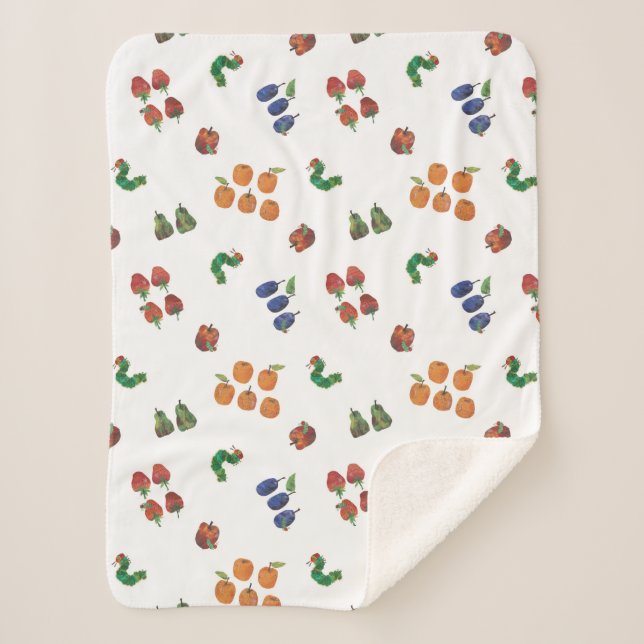 Couverture Sherpa Eric Carle | Caterpillar et Motif de fruits (Devant)