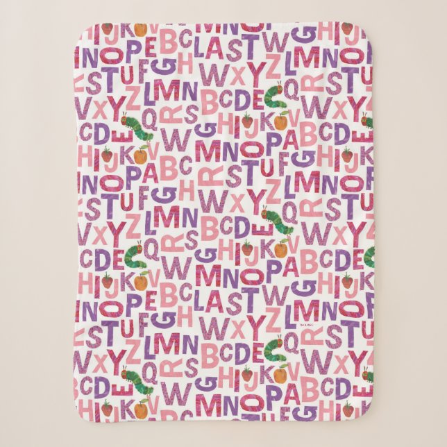 Couverture Sherpa Eric Carle | Motif alphabet rose et violet (Devant)