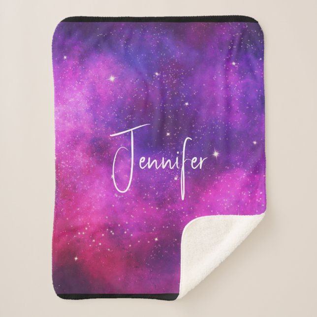 Couverture Sherpa Espace rose & violet & Étoiles Faux Galaxy (Devant)
