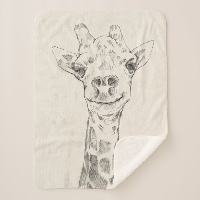 Couverture Sherpa Esquisse de portrait de Giraffe (Devant)