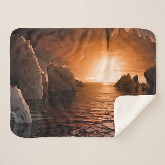 Couverture Sherpa Exoplanet Trappist-1f De Son Côté Nocturne Icy. (Devant (Horizontal))