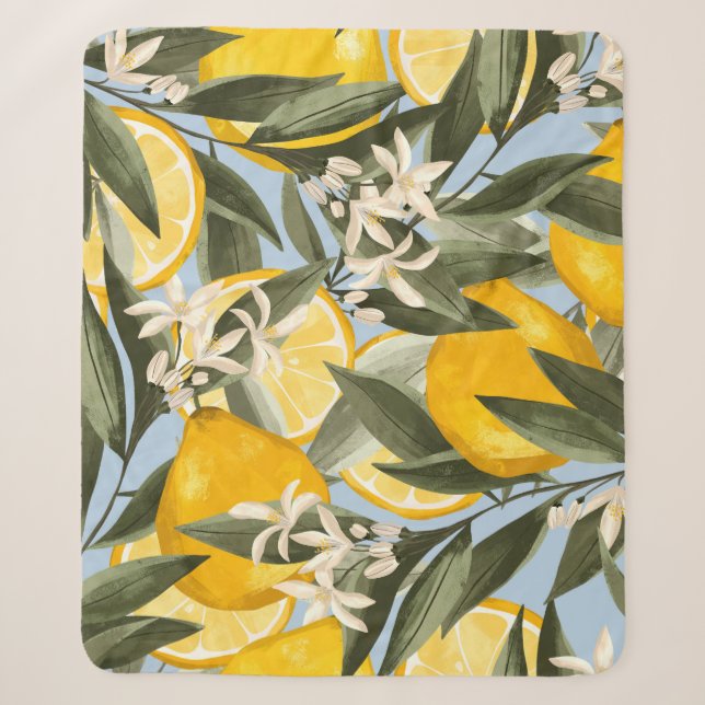 Couverture Sherpa Exquis motif aux fruits jaunes bergamot, cit (Devant)