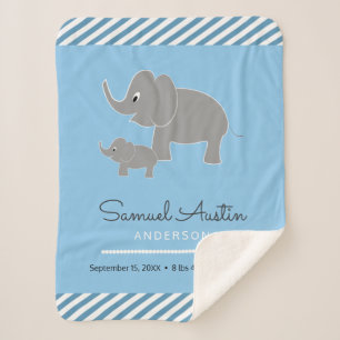 Couverture Sherpa Faire-part d'éléphant de bébé et de bébé de