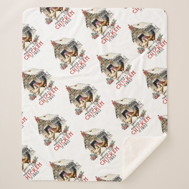 Couverture Sherpa "Faire une liste, le poulet deux fois" Puns Noël (Devant)