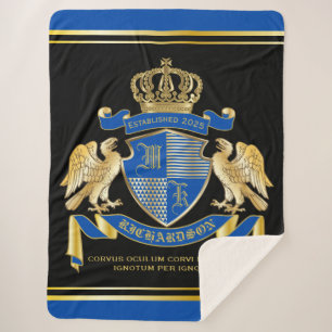 Couverture Sherpa Faites votre propre armoiries Emblème d'aigle bleu