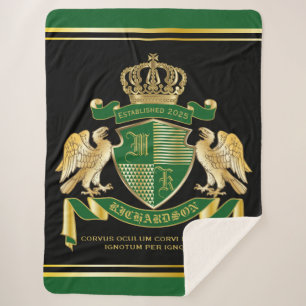 Couverture Sherpa Faites votre propre blason Green Gold Eagle Emblem