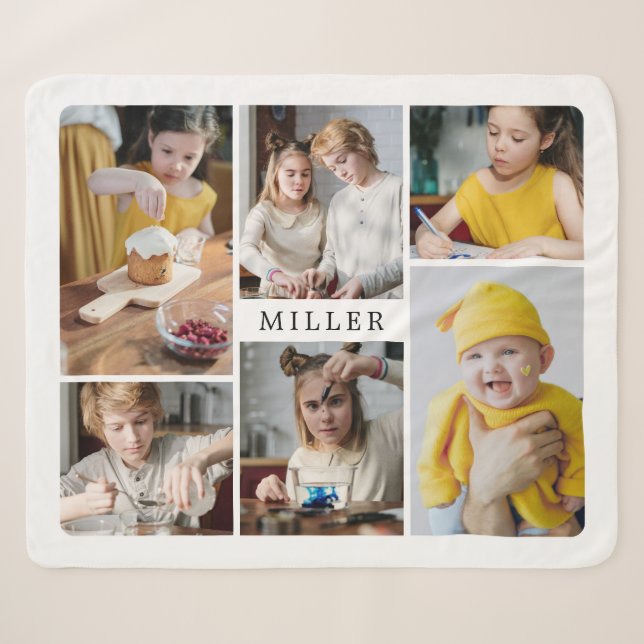 Couverture Sherpa Famille blanche puissante 6 Collage photo (Devant (Horizontal))