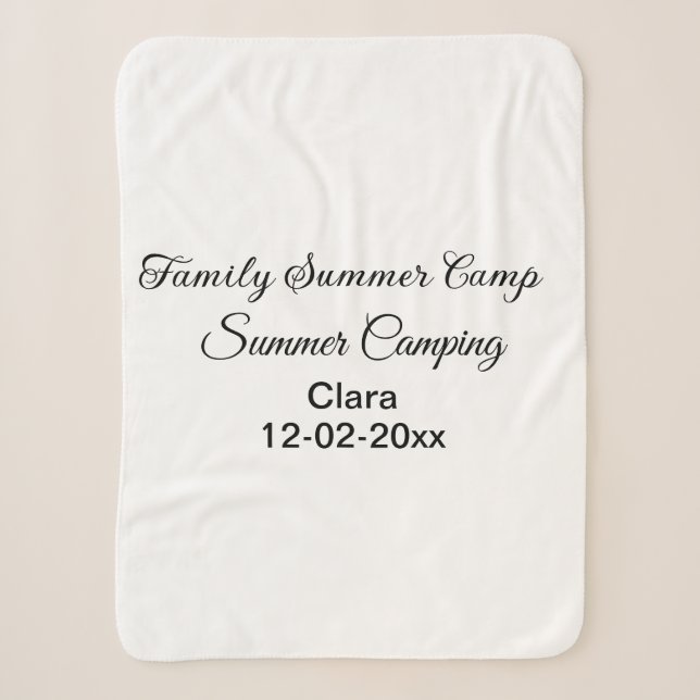 Couverture Sherpa Famille camping vacances personnalisée ajouter nom (Devant)