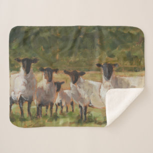 Couverture Sherpa Famille de moutons