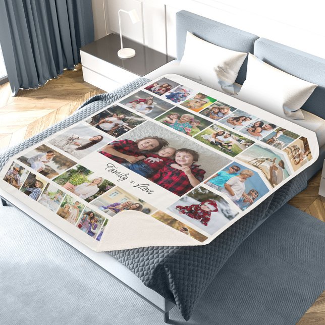 Couverture Sherpa Famille égale Love 29 Photo Collage Sherpa Blanket (Créateur téléchargé)