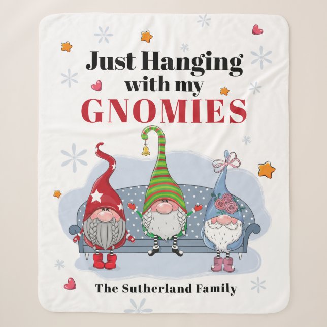 Couverture Sherpa Famille Gnomes de Noël personnalisés (Devant)