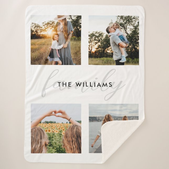 Couverture Sherpa Famille moderne élégante 4 Photo (Devant)