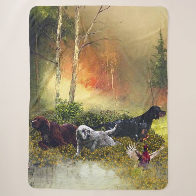 Couverture Sherpa Famille Setters (Devant)
