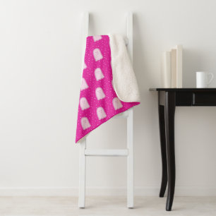 Couverture Sherpa Fantômes et Pois d'Halloween rose