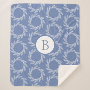 Couverture Sherpa Farmhouse Country White Blé Wires Monogramme
