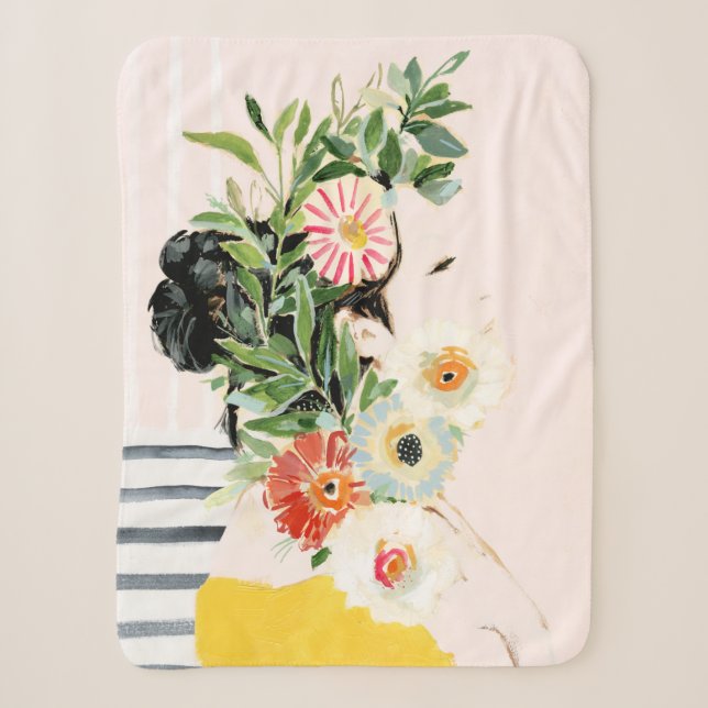 Couverture Sherpa Femme aux fleurs (Devant)