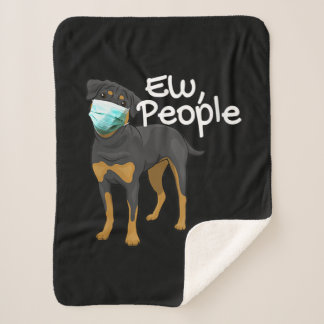Couverture Sherpa Femme Drôle Chien Portant Un Masque - Rottweiler