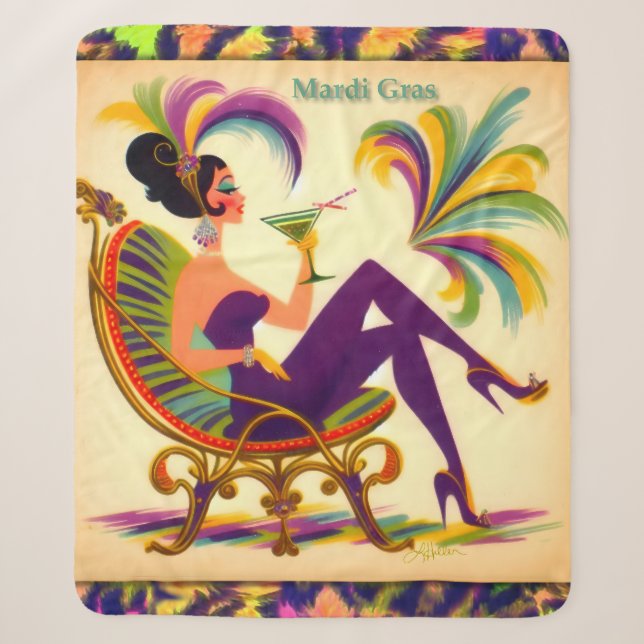 Couverture Sherpa Femme Mardi Gras Martini du milieu du siècle futur (Devant)