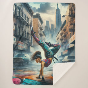 Couverture Sherpa Femmes en action de Breakdancer Silhouette de New 