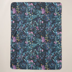 Couverture Sherpa Feuillage de panthère noir