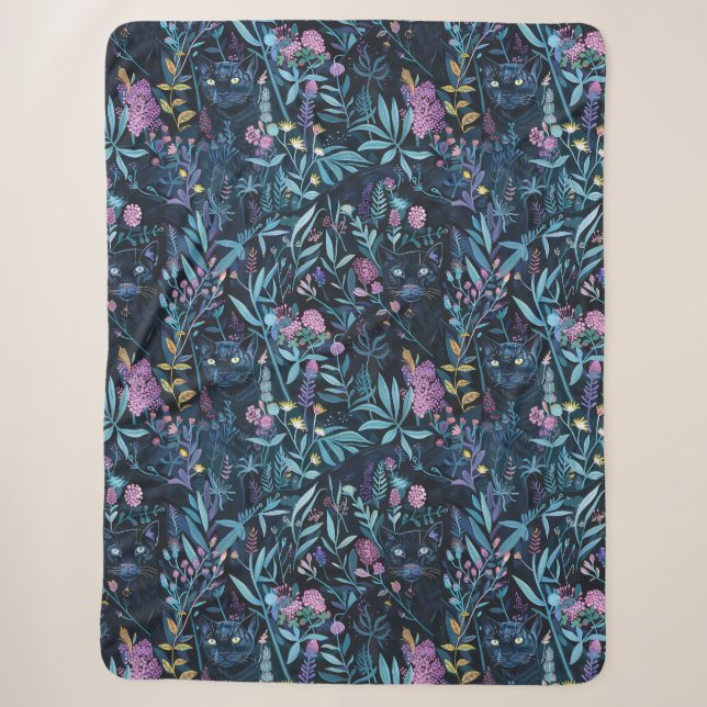 Couverture Sherpa Feuillage de panthère noir (Devant)