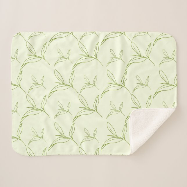 Couverture Sherpa Feuille de thé naturel vert Motif sans joint (Devant (Horizontal))