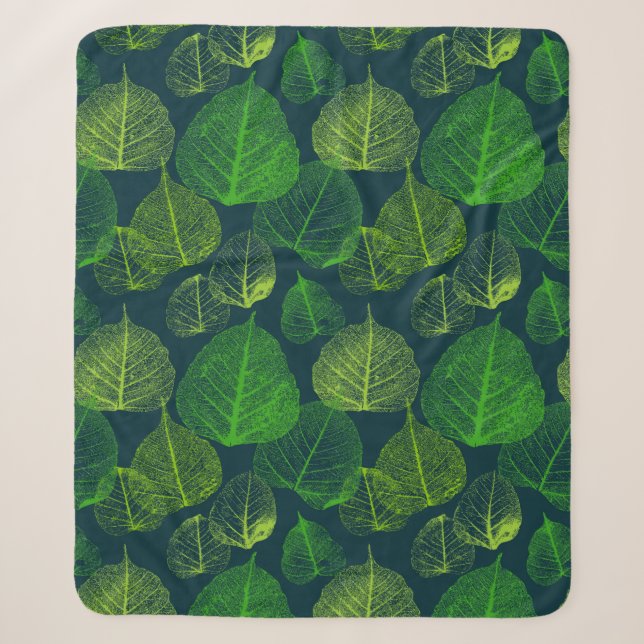 Couverture Sherpa Feuilles biophiles esthétiques de squelette (Devant)