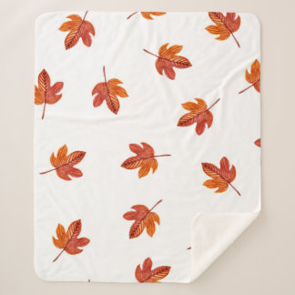 Couverture Sherpa Feuilles d'automne aquarelle main tirée