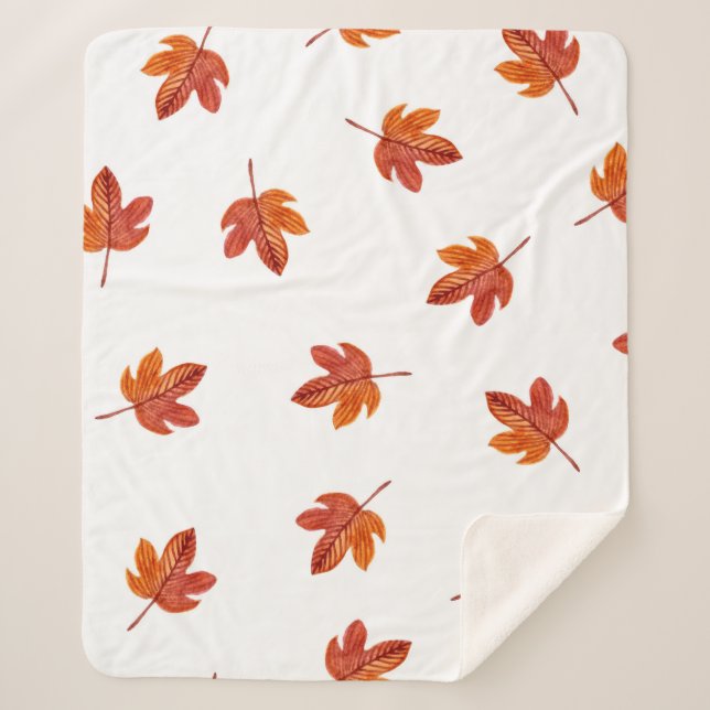 Couverture Sherpa Feuilles d'automne aquarelle main tirée (Devant)