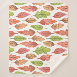 Couverture Sherpa Feuilles d'automne Aquarelle : Motif de la nature.