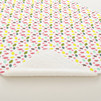 Couverture Sherpa Feuilles d'automne colorées et fleurs