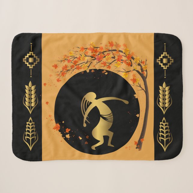 Couverture Sherpa Feuilles d'automne de l'arbre de danse Kokopelli (Devant (Horizontal))