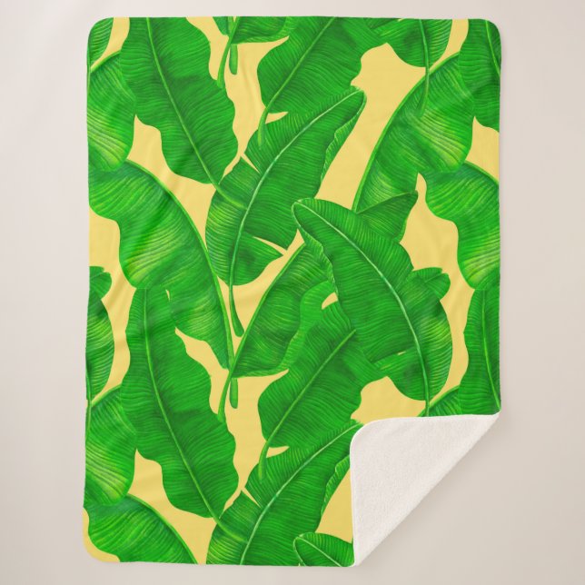 Couverture Sherpa Feuilles de bananes (Devant)