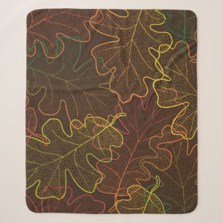 Couverture Sherpa Feuilles de chêne transparent, Motif d'automne.