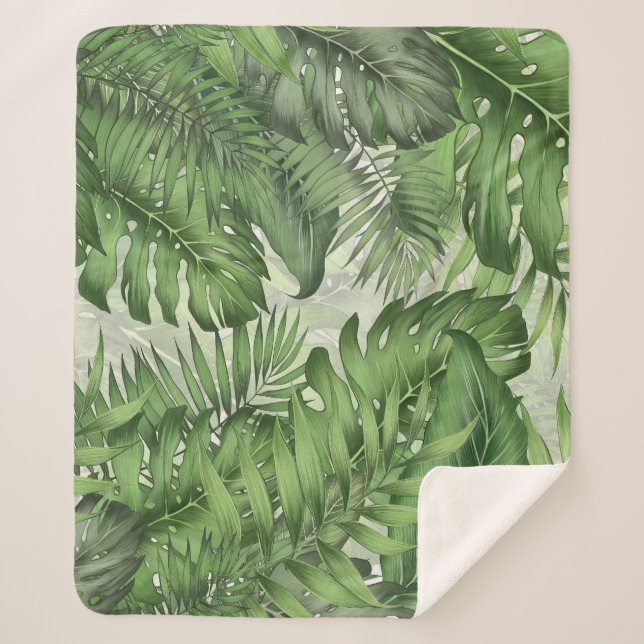 Couverture Sherpa Feuilles de jungle tropicale : arrière - plans flo (Devant)