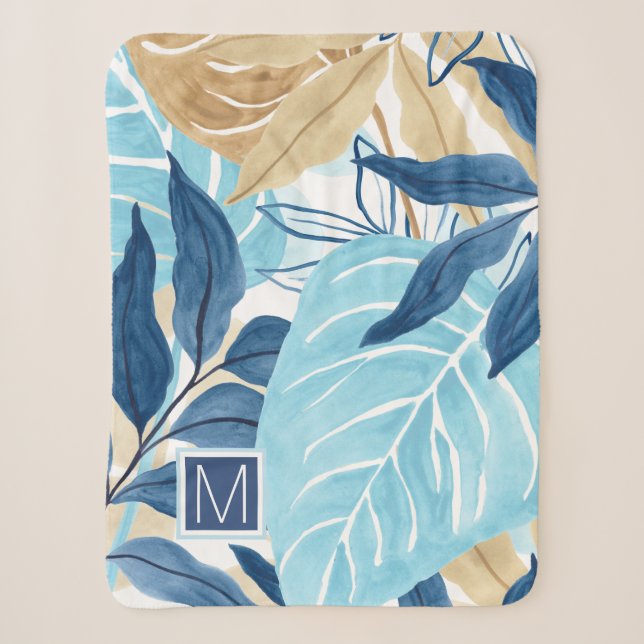 Couverture Sherpa Feuilles de la jungle bleue (Devant)